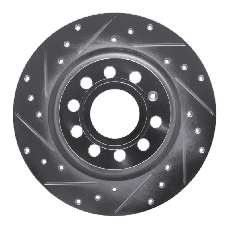 Audi Q3 Brake Rotor (1) - Rear Left - R1 Concepts - Drilled & Slotted - Silver - `05-`18